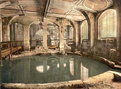 Roomalaiset kylpylät ja luostari, Circular Bath, Bath, n.1890-1900 (valokuvakromipaino). tekijältä Detroit Publishing Co.