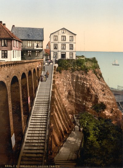 The Grand Staircase, Helgoland, Saksa, Photochrome Print, n. 1900 tekijältä Detroit Publishing Co.