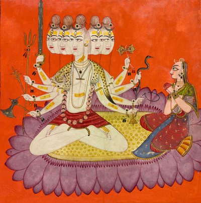 Parvatin palvoma Sadashiva, n. 1690. tekijältä Devidasa