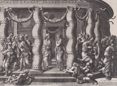 Kristus ja aviorikoksesta vangittu nainen, 1575, uudelleenjulkaistu 1613. tekijältä Diana Mantuana