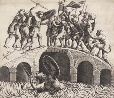 Horatio Coclès pelastaa itsensä uimalla, 1500-luku. tekijältä Diana Mantuana