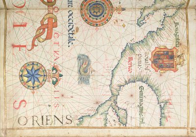 Meksiko ja Keski-Amerikka, yksityiskohta maailman atlasesta, 1565 tekijältä Diego Homem