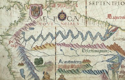 Etelä-Amerikan pohjoisosa, yksityiskohta maailmanatlaksesta, 1565. tekijältä Diego Homem
