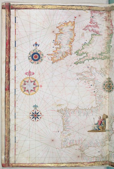 Brittein saaret ja Iberia, yksityiskohta maailmanatlaksesta, 1565. tekijältä Diego Homem