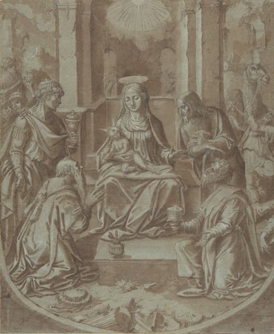 The Adoration of the Magi -sarjakuva kirjontaa varten, 1587-89. tekijältä Diego Lopez de Escuriaz.