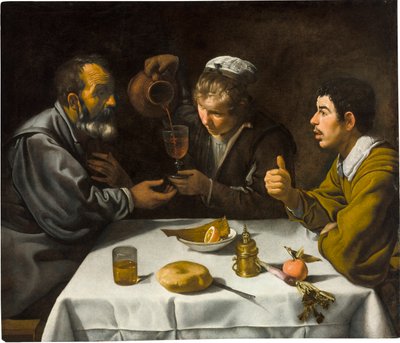 Le dejeuner - Lounas, kirjoittanut Velazquez, Diego (1599-1660). Öljy kankaalle, c. 1618. Mitat : 96x112 cm. Szepmuveszeti-museo, Budapest tekijältä Diego Velázquez