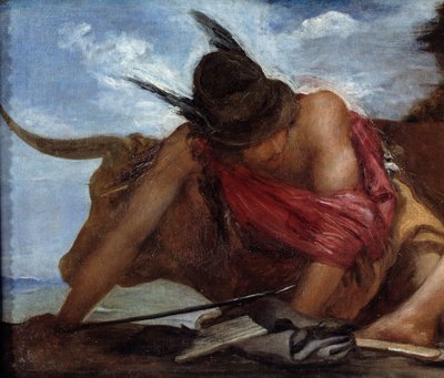Mercury ja Mercuryn Argos-yksityiskohta. Diego Velasquezin (1599-1660) maalaus tekijältä Diego Velázquez