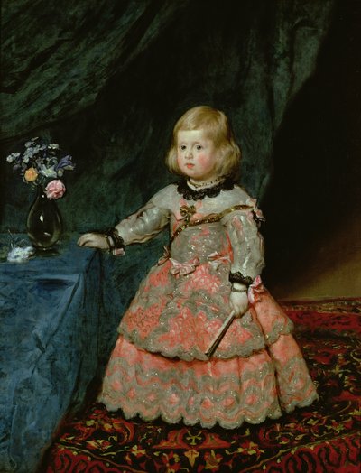 Espanjan infanta Margarita Teresa punaisessa mekossaan tekijältä Diego Velázquez