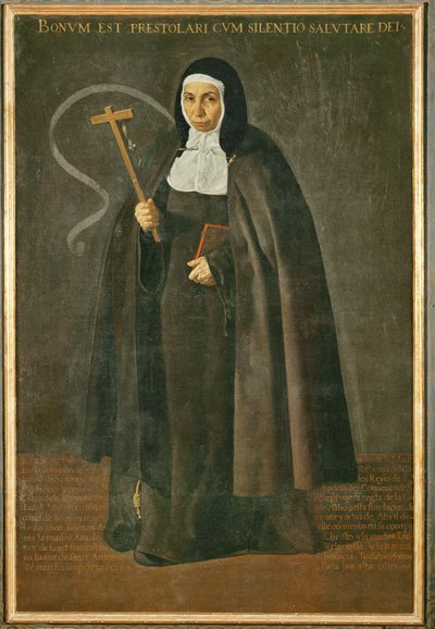Kunnianarvoisa äiti Jeronima de la Fuente, Santa Isabel de los reyes -luostarin nunna ... (maalaus kankaalle) tekijältä Diego Rodriguez de Silva y Velazquez