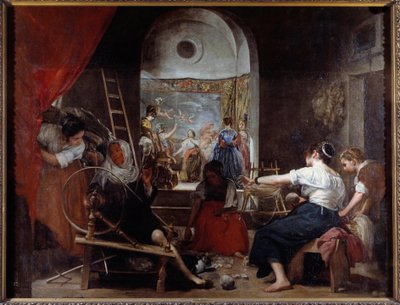 kehrät tai Diego Rodriguez de Silva y Velasquezin (1599-1660) Arachne-maalauksen satu n. 1653. Su. 2,2x2,89 m Madrid, Musee du Prado - Spinners eli Arachnen satu. Diego Rodriguez de Silva y Velazquezin maalaus (Velasquez tekijältä Diego Velázquez