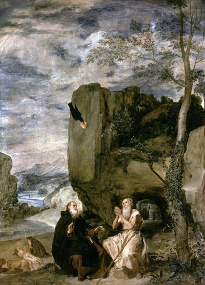 Pyhä Antonius apotti ja pyhä Paavali ensimmäinen erakko, n. 1642 tekijältä Diego Velázquez