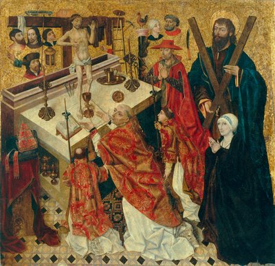 Messe de Saint Gregoire - Pyhän Gregorius Suuren messu - Diego de la Cruzin maalaus (toiminut 1482-1500) - ennen 1480 - Öljy puulle - 168x168 - Museu Nacional d