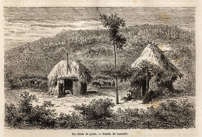 Postiviesti Bukarestin ja Pitestin välillä. Kaiverrus havainnollistamaan matkaa Pariisista Bukarestiin (Romania) vuonna 1860, suunnittelija Lancelotin "Le tour du monde, nouveau journal des voyages" -julkaisussa, joka julkaistiin Edouard Chartonin johdolla tekijältä Dieudonne Auguste Lancelot