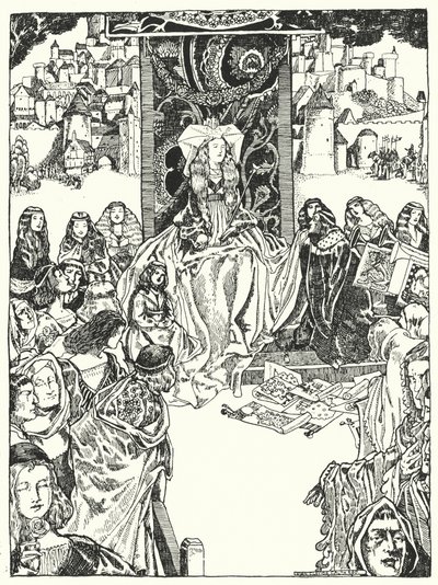 Prinsessa ja kosijat (kaiverrus) tekijältä Dion Clayton Calthrop