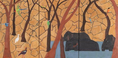 Viidakko, Intia, 2020 (öljy kankaalle) tekijältä Dione Verulam