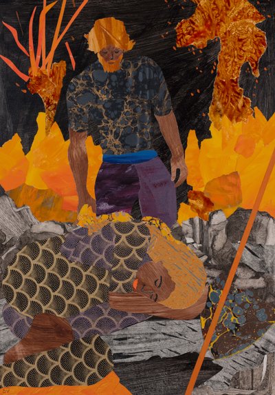 Siegfried löytää Brunnhilden, Wagnerin kehäsykli (kollaasi) tekijältä Dione Verulam