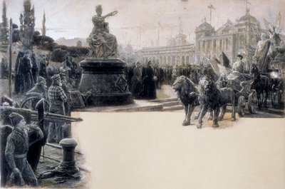 Barcelonassa vuonna 1888 vietetty maailmannäyttelyn allegoria, kuvitus Dionis Baixeras y Verdaguer (1862-1943) tekijältä Dionisio Baixeras Verdaguer