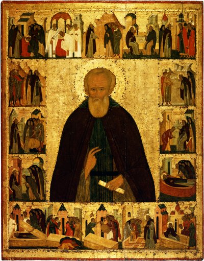 Pyhä Dmitri Prilutski kohtauksineen elämästään, n. 1503 tekijältä Dionysius