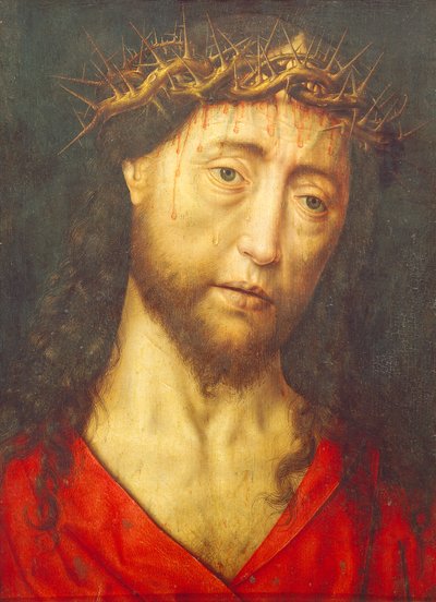 Orjantappuroin kruunattu Kristuksen pää, Dieric Bouts Elder (noin 1415-1475) tekijältä Dirck Bouts
