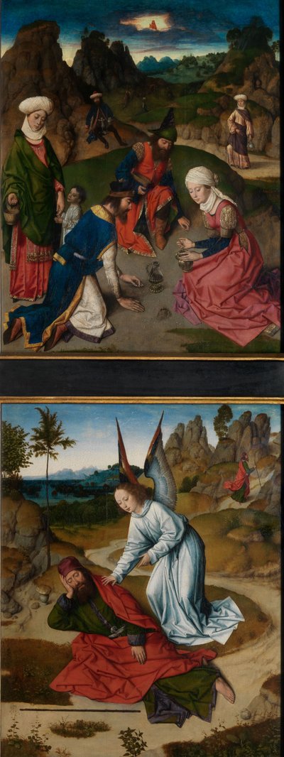 Mannan ja Elian kokoontuminen autiomaassa, pyhän sakramentin alttaritaulusta, n. 1464-68 (öljy paneelille) tekijältä Dirck Bouts
