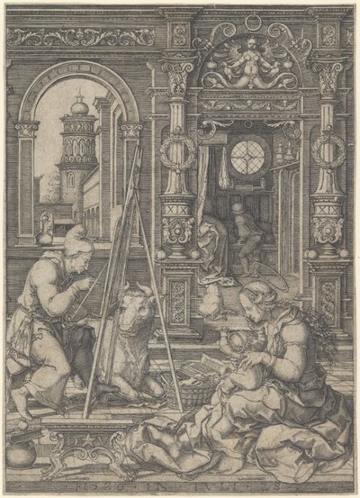 Pyhä Luukas maalasi Neitsyt, 1526. tekijältä Dirck Vellert
