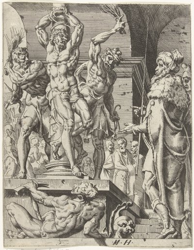 Kristuksen liputus Ihmiskunnan lankeemus ja lunastus Kristuksen elämän ja kärsimyksen kautta (sarjan nimi) tekijältä Dirck Volckertsz. Coornhert (attributed to)