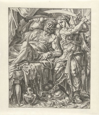Judit Onthoofdt Holofernes Judith in Holofernes (sarjan nimi) tekijältä Dirck Volckertsz. Coornhert (attributed to)