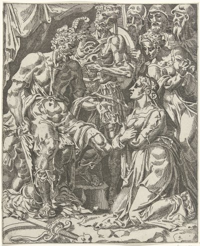 Judith voor Holofernes Judith in Holofernes (sarjan nimi) tekijältä Dirck Volckertsz. Coornhert (attributed to)