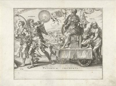 Kärsivällisyyden voitto (Patientia) Triumph of Patience (sarjan nimi) Patientiae Trivmphvs (sarjan nimi) tekijältä Dirck Volckertsz. Coornhert