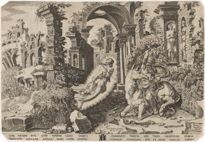 Bileam ja enkeli tekijältä Dirck Volckertz Coornhert, after Maerten van Heemskerck
