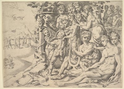 Apollo ja muusat, 1549. tekijältä Dirck Volkertsen Coornhert