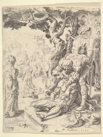 Vertaus laupias samarialainen, 1549. tekijältä Dirck Volkertsen Coornhert