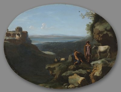 Merkurius ja Argus maisemassa, n. 1635. tekijältä Dirck van der Lisse