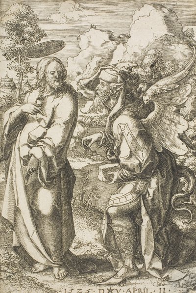 Paholaisen kiusaama Kristus, 1525 tekijältä Dirk Jacobsz Vellert