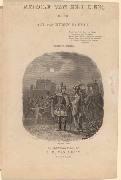 Nimisivu A.D. van Buren Schelen "Adolf van Gelderille", Amsterdam, 1842 tekijältä Dirk Jurriaan Sluyter