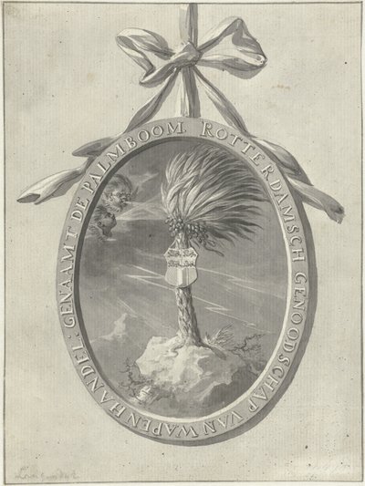 Rotterdamin harjoitusyhdistyksen De Palmboom tunnus, 1785. tekijältä Dirk Langendijk
