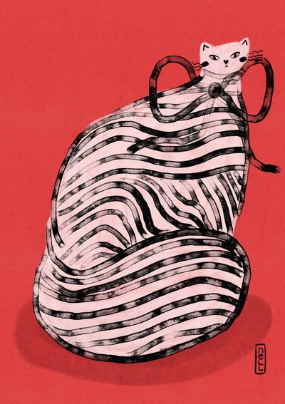 Hupaisa punaraitainen kissa tekijältä Dirkie Nell