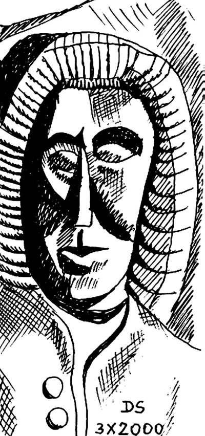 Johann Sebastian Bach - saksalaisen säveltäjän karikatyyri tekijältä Dmitri Smirnov