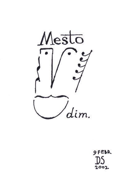 Mesto - kasvojen karikatyyri, joka on piirretty nuottikirjaimin tekijältä Dmitri Smirnov