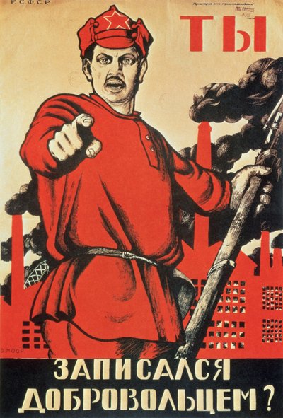 "Oletko sinä vielä vapaaehtoinen?", propagandajuliste tekijältä Dmitri Stahievic Moor