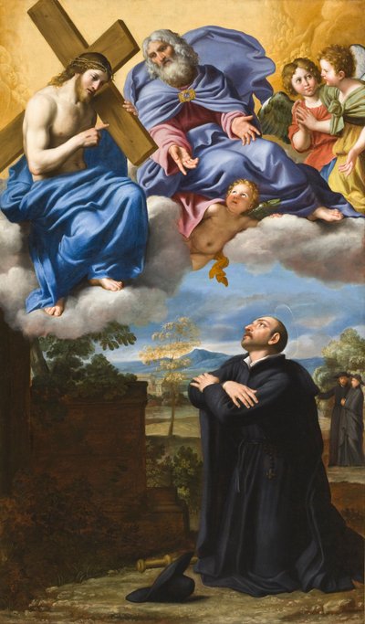Pyhän Ignatius Loyolaisen näkemys Kristuksesta ja Isä Jumalasta La Storta -tilassa. tekijältä Domenichino