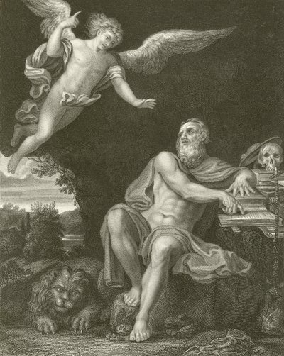 Pyhä Hieronymus ja enkeli tekijältä Domenichino