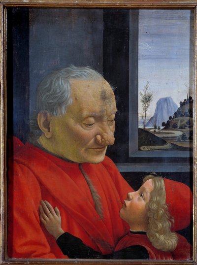 Muotokuva vanhasta miehestä ja nuoresta pojasta Domenico Ghirlandaion (1449-1494) maalaus 1400-luvun aurinko. 0,62x0,46 m - Muotokuva vanhasta miehestä ja nuoresta pojasta (kutsutaan myös nimellä Vanha mies ja hänen pojanpoika). Domenico Ghirlandaion (1449 tekijältä Domenico Ghirlandaio