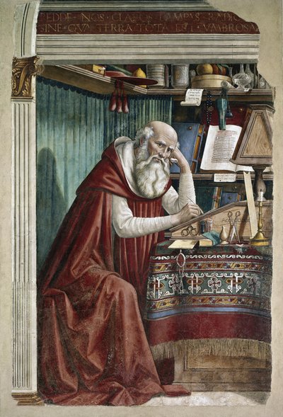 Pyhä Hieronymus työhuoneessaan - Fresko tekijältä Domenico Ghirlandaio
