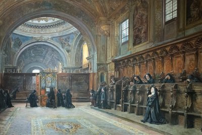 Pyhän Marian kirkon kuoro Donnaregina nuova, 1800-luvun toinen puoli (öljy kankaalle) tekijältä Domenico Battaglia
