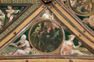 Domenico Beccafumi (1486-1551) Enee pelastaa Anchisen Troijan freskon tulesta tekijältä Domenico Beccafumi