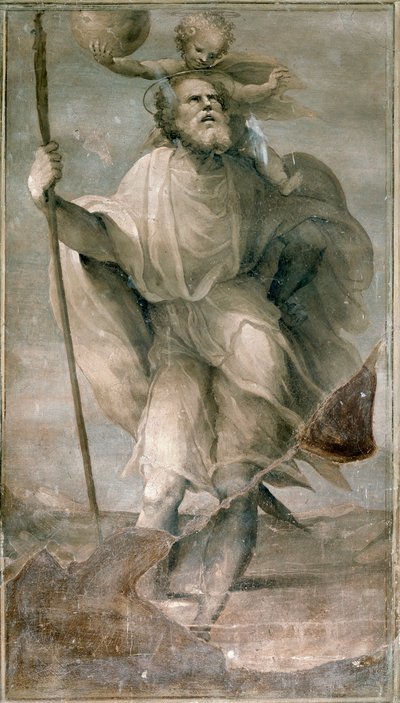 Pyhä Christopher. Domenico Beccafumin (1486-1551) maalaus tekijältä Domenico Beccafumi