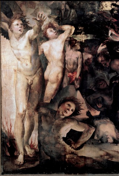 Saint Michael Chasing Rebel Angels (Fall of Rebel Angels), yksityiskohta. Domenico Beccafumin (1486-1551) maalaus tekijältä Domenico Beccafumi