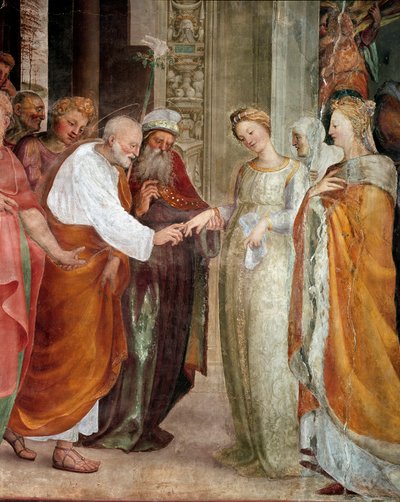 Neitsyt häät, yksityiskohta. Domenico Beccafumin (1486-1551) maalaus tekijältä Domenico Beccafumi