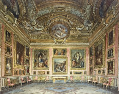 Palazzo Pitti, Firenze: Sala di Saturno ja Peruginon "Valittelu", jota reunustavat Fra Bartolommeon ja Raphaelin maalaukset, tekijältä Domenico Caligo